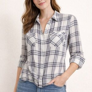 Velvet Heart Plaid Button-Down Shirt – Size Large